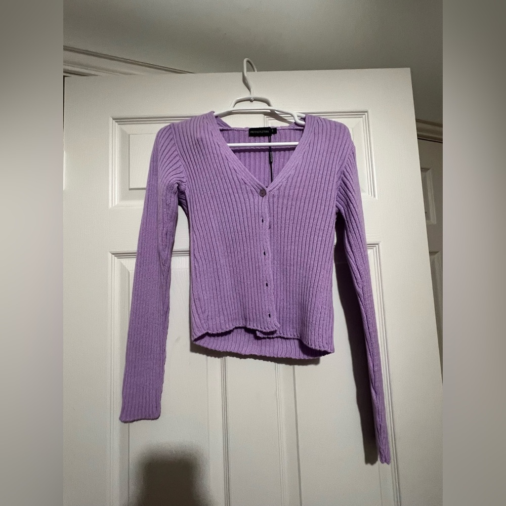 Purple button up sweater